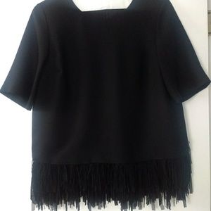Short sleeve fringe bottom top (work or play)